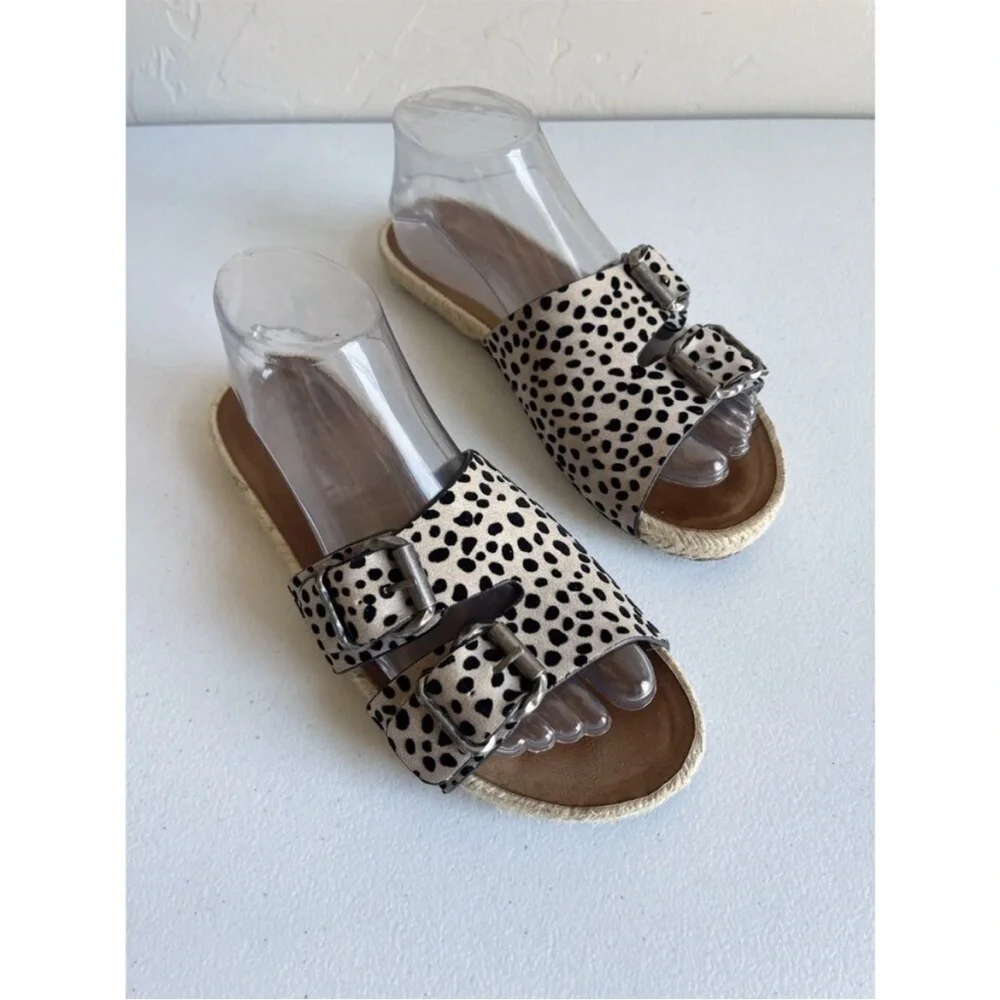 Blowfish Malibu Leopard Cheetah Espadrille Flat Slide Sandals Sz 7.5